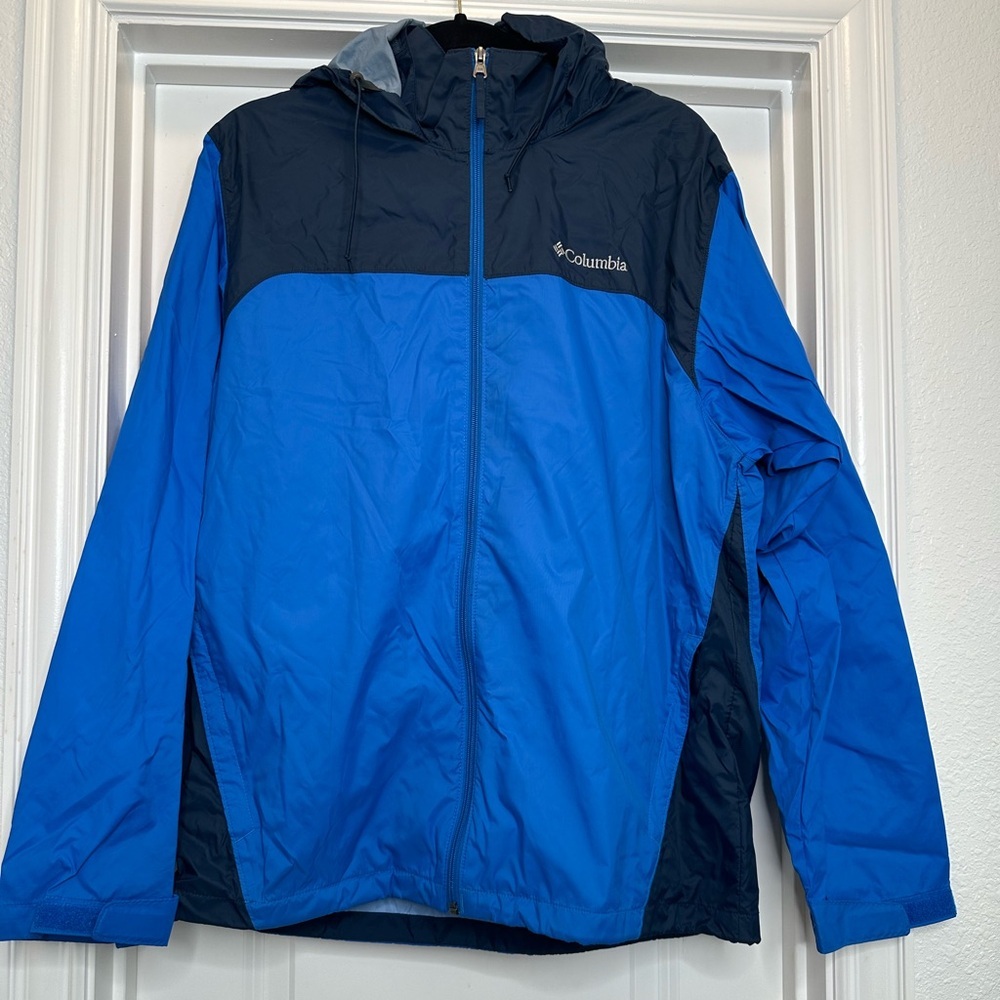 Columbia mens‎ size medium hooded windbreaker water resistant packable blue